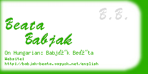 beata babjak business card